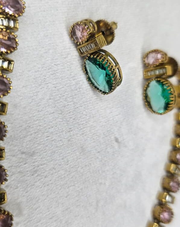 Elegant AD Stones With Victorian Polish Necklace